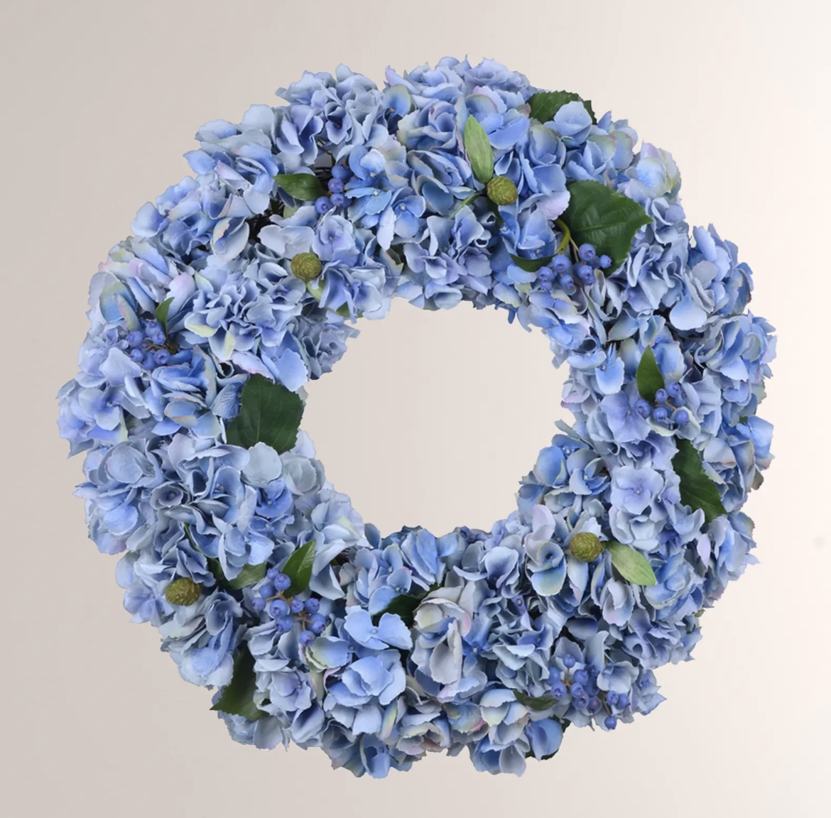 Faux Blue Hydrangea Wreath