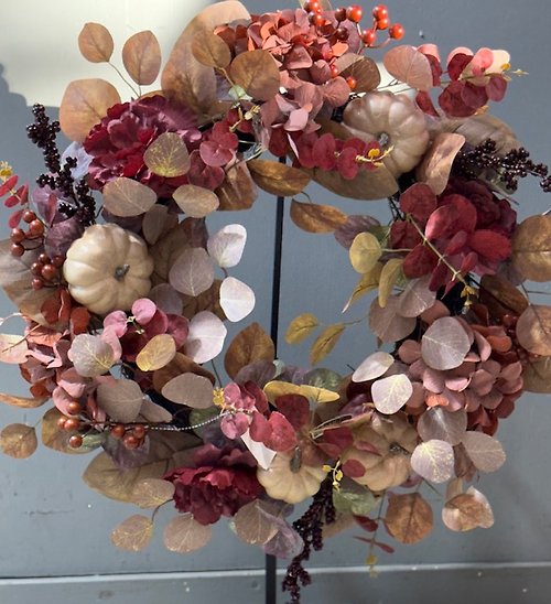 Artificial Fall Merlot Wreath