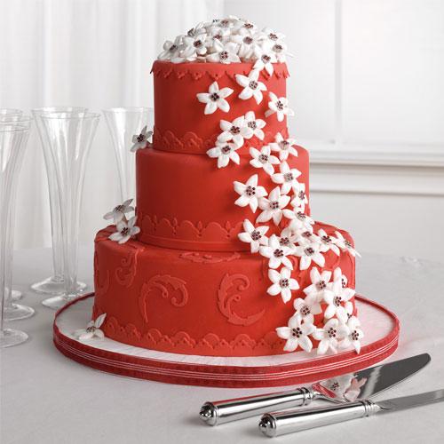 Red Fondant Cake with Stephanotis