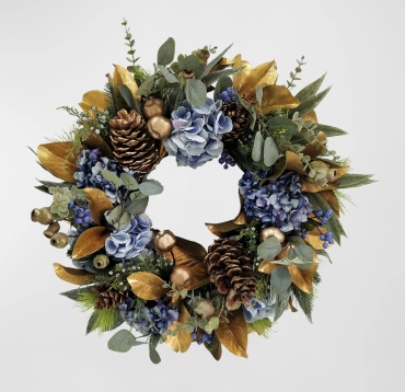 Faux Winter Blue Wreath