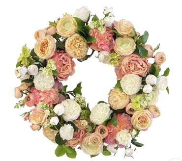 Faux Rose Ranunculus Wreath